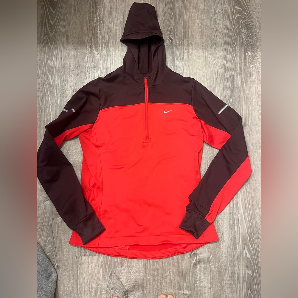 Women's Nike Dri-Fit Running 1/2 Zipped Hooded‎ Sweatshirt- Size M- Pre-owned